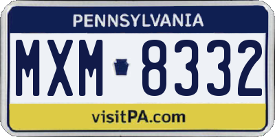 PA license plate MXM8332