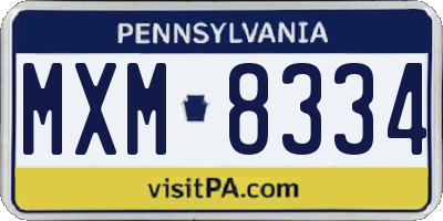 PA license plate MXM8334