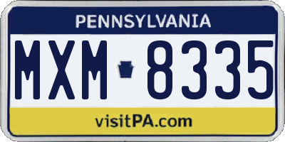 PA license plate MXM8335