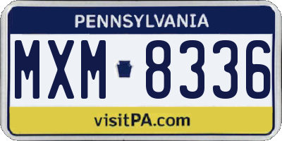 PA license plate MXM8336