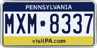 PA license plate MXM8337