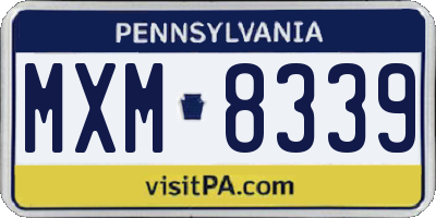 PA license plate MXM8339