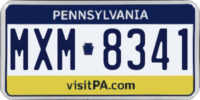 PA license plate MXM8341