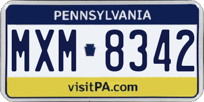 PA license plate MXM8342