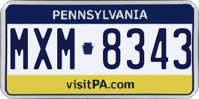 PA license plate MXM8343