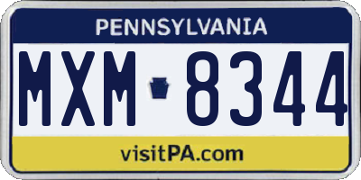 PA license plate MXM8344