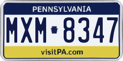 PA license plate MXM8347