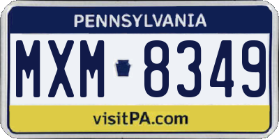 PA license plate MXM8349