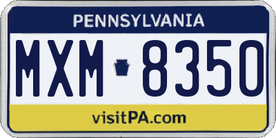 PA license plate MXM8350