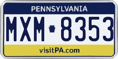 PA license plate MXM8353