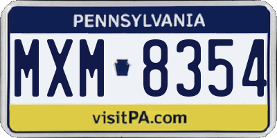 PA license plate MXM8354
