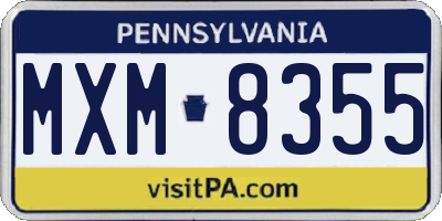 PA license plate MXM8355