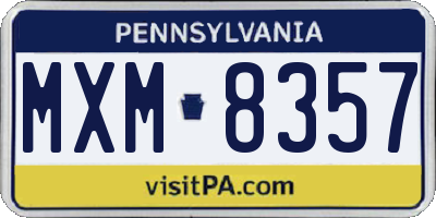 PA license plate MXM8357