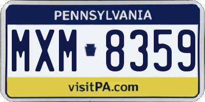 PA license plate MXM8359