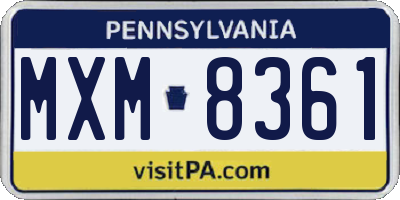 PA license plate MXM8361