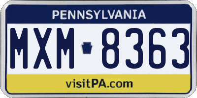PA license plate MXM8363