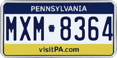 PA license plate MXM8364
