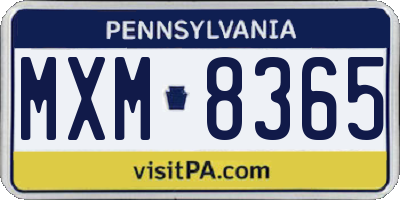 PA license plate MXM8365