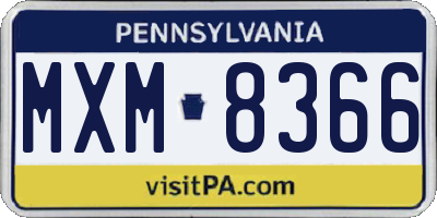 PA license plate MXM8366