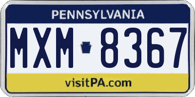 PA license plate MXM8367