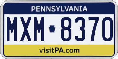 PA license plate MXM8370