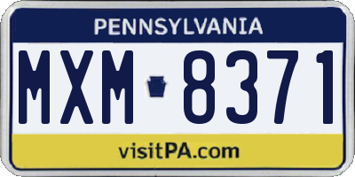 PA license plate MXM8371