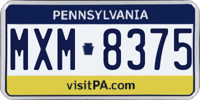 PA license plate MXM8375