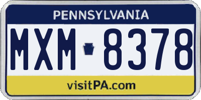 PA license plate MXM8378