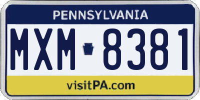 PA license plate MXM8381