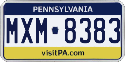 PA license plate MXM8383