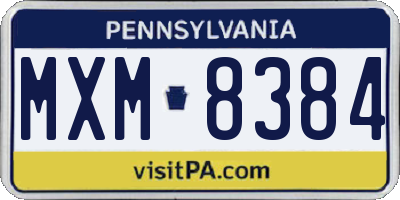 PA license plate MXM8384