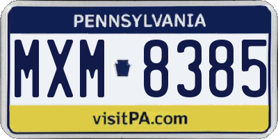 PA license plate MXM8385