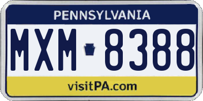PA license plate MXM8388