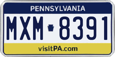 PA license plate MXM8391