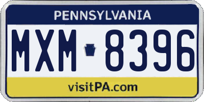 PA license plate MXM8396