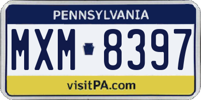 PA license plate MXM8397