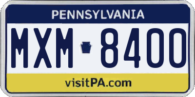 PA license plate MXM8400