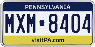 PA license plate MXM8404
