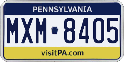 PA license plate MXM8405