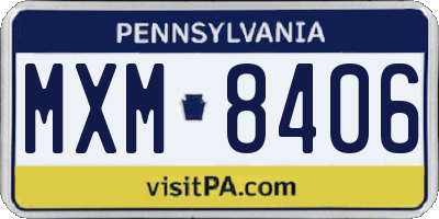 PA license plate MXM8406
