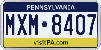 PA license plate MXM8407