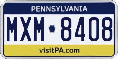 PA license plate MXM8408