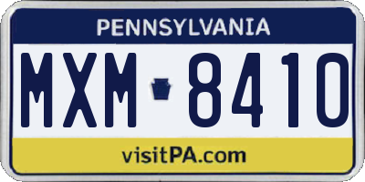 PA license plate MXM8410