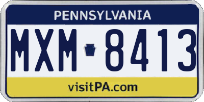 PA license plate MXM8413