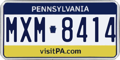 PA license plate MXM8414