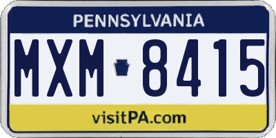 PA license plate MXM8415