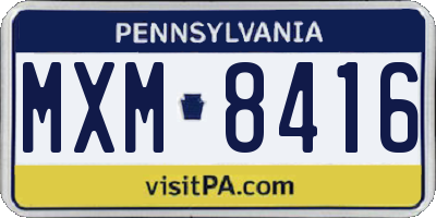PA license plate MXM8416