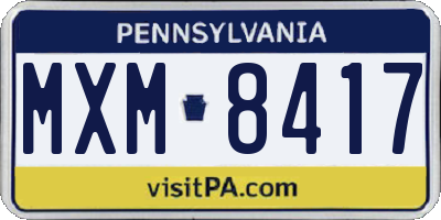 PA license plate MXM8417
