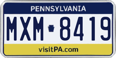PA license plate MXM8419