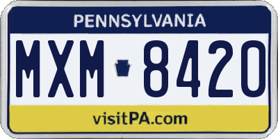 PA license plate MXM8420